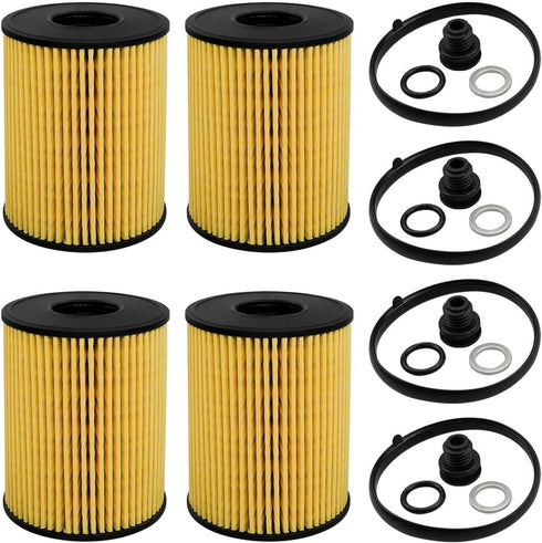 Engine Oil Filter with Seals Pack Replace 26350-2S000 21513-23001 Fits for Hyundai Sonata Kia Sorento 2.5L Engine 2021-2022, 4pcs...
