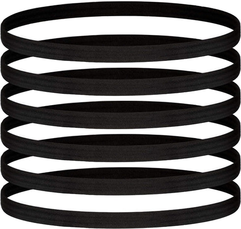 24 Pieces Thin Sports Elastic Headbands Black Skinny Athletic Exercise Hair Bands No Crease Soft Hair Bands Headbands Sweatband for Men Women Runn...