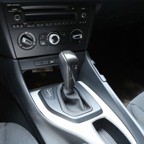 ABS Carbon Fiber Compatible with BMW E90 Carbon Fiber Pattern Gear Shift Knob Cover Trim, Carbon Fiber Style ABS Gear Shift Head Cover Compatible ...