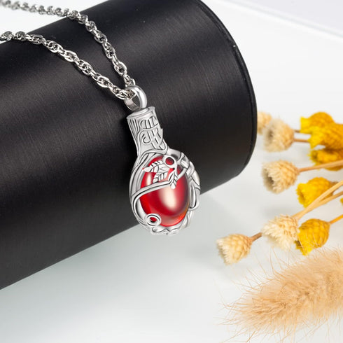 Tree of Life Urn Necklace for Ashes Teardrop Cremation Jewelry with Crystal Love Memorial Jewelry Ash Holder Birthstone Necklaces for Ashes Rememb...