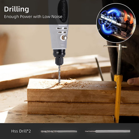 Towallmark Rotary Tool Kit, Cordless Rotary Tool 3.6V with 50 Accessories, USB Rechargeable 3 Speed Adjustable Rotary Tool Multi-Purpose for Sandi...