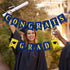 Congrats Grad Banner Blue and Gold Glitter Congratulations Graduation Banner, Congrats Grad Sign Decorations for Blue and Gold Congratulations Col...