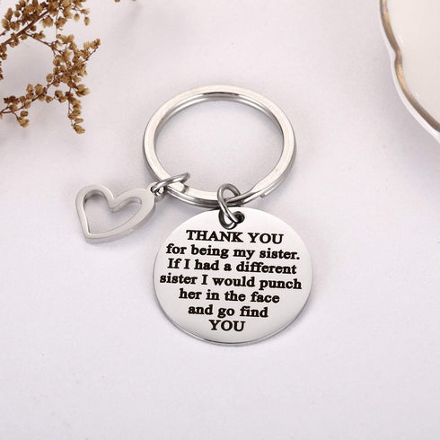 Ralukiia Sisters Gift from Sister Brother, Thanks for Being My Sister Keychain, Big Little Sister Jewelry Christmas Birthday Mothers Day Gifts...