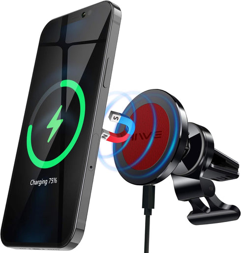 Magnetic Wireless Car Charger for iPhone 14-15W Fast Charging Car Phone Holder Mount Compatible with iPhone 15/14/13/12 Pro Max Mini, Wireless Car...