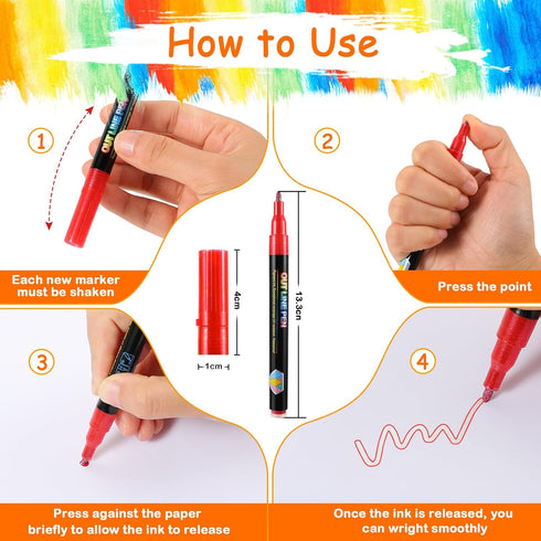 Outline Markers, Metallic Markers Set, Glitter Markers, Acrylic Paint Pens, Shimmer Paint Markers for Birthday Card, Doodle Dazzles Shimmer Marker...