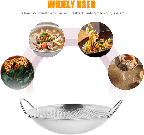 BESTonZON Stainless Steel Griddle Camping Wok Stainless Steel Everyday Pan Stainless Steel Wok Pan Korean Pan Carbon Steel Pan Reheating Pot Mini ...