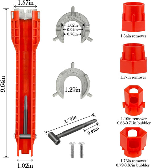 Faucet and Sink Installer Multi Tool, Basin Wrench, Multi-functional Wrench Plumbing Tool, 14 in 1 Faucet Wrench, Sink Wrench Plumbers for Pipe an...
