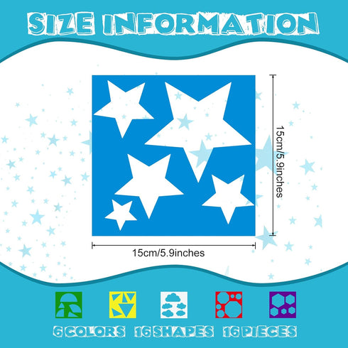 16 Pieces Geometric Shapes Stencils Template Set for Kids Children Simple Painting Stencils Colorful Drawing Templates Art Painting Templates for ...