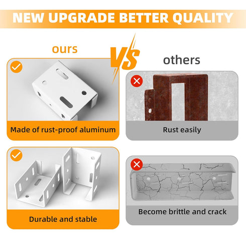 Aluminum Fence Bracket for Vinyl Fencing,Fence Bracket Used for Connecting Panel to Post,Vinyl Fence Brackets Fit 2.75in Rails,Heavy Duty Metal Fe...