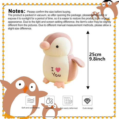 9.8" Plush Penguin Dolls?Kids Pink Stuffed Animals Toys, Boy Girl Girlfriend Valentine's Day I LOVE You Gift...