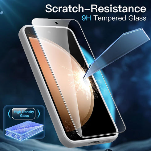 JETech 3 in 1 Matte Case for Samsung Galaxy S23 FE 6.4-Inch with 2-Pack Tempered Glass Screen Protector, Translucent Frosted Shockproof Phone Cove...