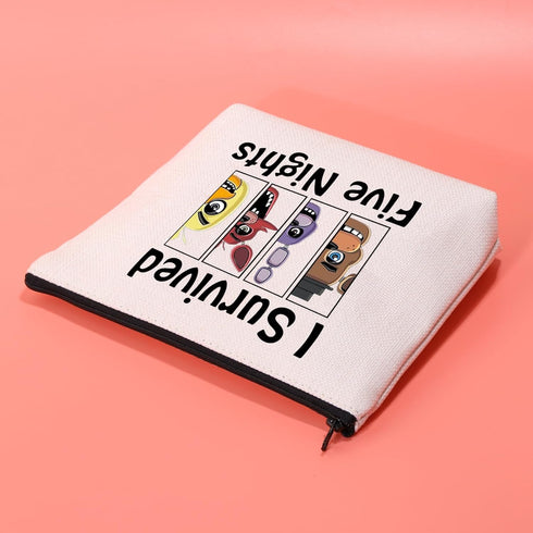 JXGZSO Funny Horror Movie Inspired Cosmetic Bag I Survived Five Nights Makeup Bag Bag Horror Game Lover Gift...