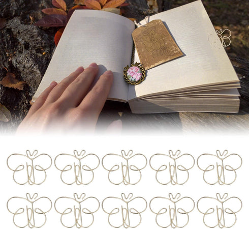 50pcs Cute Paper Clips, Golden Butterflies Paper Clips Electroplating Process Anti Rust Animal Shapes Paper Clips Antislip Small Paper Clips...