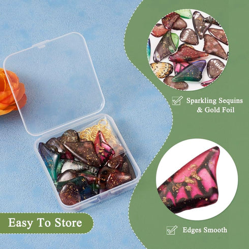 FASHEWELRY Resin Butterfly Wing Earring Making Kit 24pcs Fairy Wing Charms with Gold Foil & 20pcs Ear Hooks & 30pcs Jump Rings for Bohemia Drop Ea...