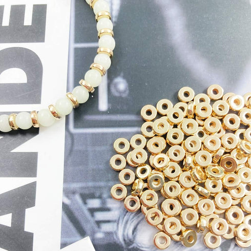 1200pcs 6mm Flat Round Disc Rondelle Spacer Beads CCB Spacer Beads for Bracelet Necklace Jewelry DIY Crafts Making, 600pcs/Colors (Gold and Silver...