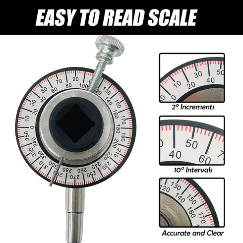Sutekus Torque Angle Meter 1/2" Drive Wrench Angle Gauge with Flexible Clip Arm...