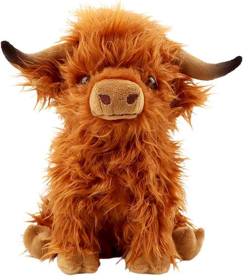 Highland Cows Stuffed Animal Scottish Highland Cows Plush Toy Cute Farm Plushie Christmas Birthday Present for Adults Boys Girls (Brown, 11 in)...