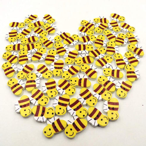 SUPVOX 100pcs Bee Wooden Buttons Animal Painted Buttons for Sewing Fasteners Scrapbooking and DIY Craft (Yellow)...
