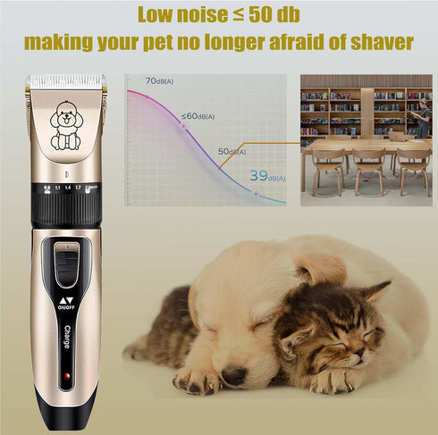 Dog Shaver Clippers, Pets Grooming Kit, Low Noise Rechargeable Cordless Hair Clippers for Small&Large Dogs Cats...