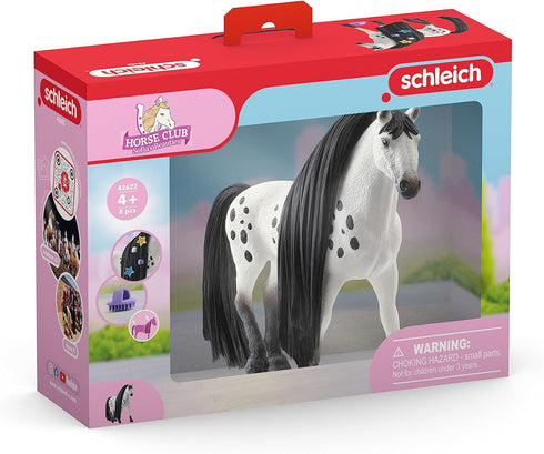 Schleich Horse Club Sofia's Beauties, Knabstrupper Stallion Beauty Horse with Brushable Hair - 8pc Styling Horse Figurine and Playset Accessories ...