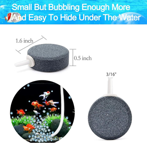 1.6 Inch Aquarium Air Stones Disc - Oxygen Diffuser Bubble Air Stone of Aquarium Air Pump Accessories for Nano Air Pumps Fish Tanks Buckets Small ...