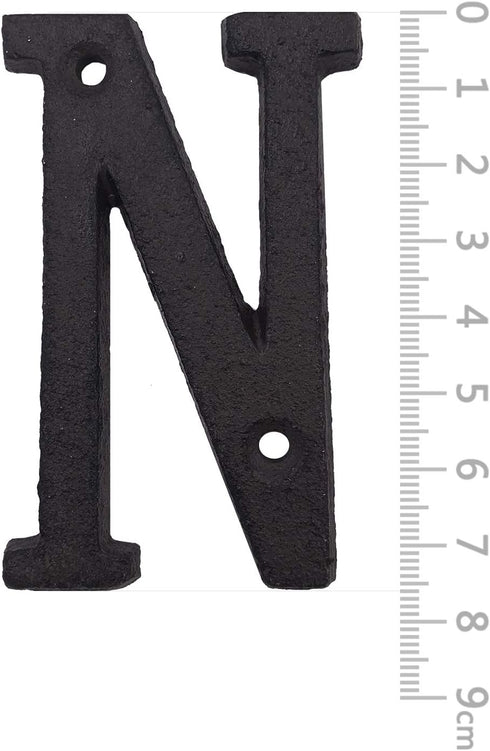 House Address Letters- 3 Inch High Innovative Wrought Iron Numbers, Vintage Nail on Die Cast Mailbox Letters,Letter N...