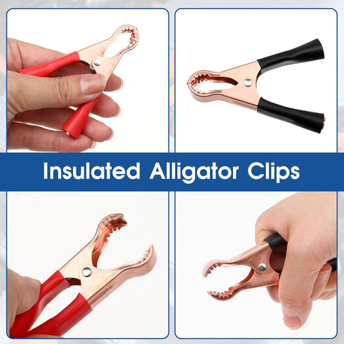 4 Pcs Insulated Alligator Clips, 50A Heavy Duty Alligator Clamps Black Red Boot Metal Spring Loaded Truck Car Battery Electric Test Clips for Car ...