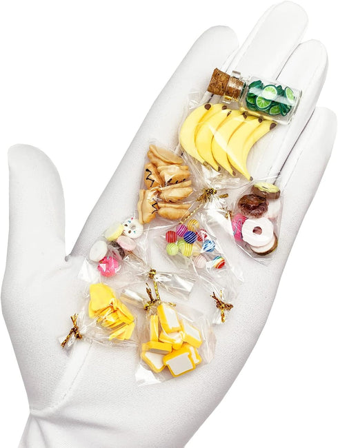 13 Packs Cute 1:12 Miniature Dollhouse Food Lollipop Toast Cheese Bread Donut Fruit Slice Jar Glass Bottle Mini Kitchen Scene Model Simulation DIY...