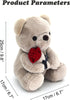 9.8'' Teddy Bear with Rose, Soft Plush Bear Doll Stuffed Animals Toys Valentines Day Decor Gifts for Her/Girlfriend Lover Mom Kids (Gray)...