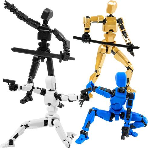 4Pack Assembled Titan T13 Action Figures Set - Lucky Dummy Nova 13 Action Figure Robot Anime Stick Figures Fidget Toys for Boys Multi Movable Join...