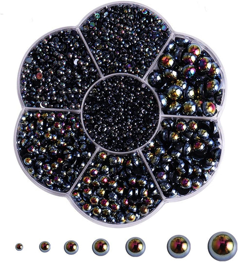 5700 Pcs AB Half Pearls for Crafts,Nail Art & Makeup - Flatback Pearls, Black (2/3/4/5/6/8/10mm)...