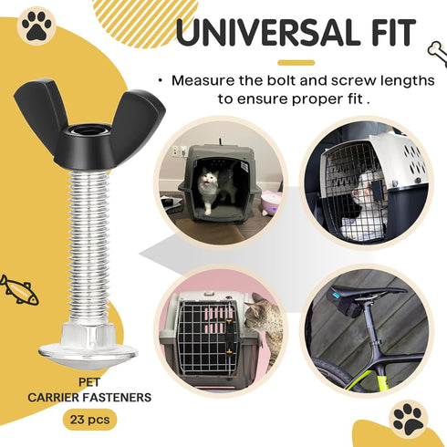 23 Set M6 Pet Carrier Fasteners, Kennel Replacement Bolts and Butterfly Nuts Dog Kennel Hardware Replacement Set for Pet Carrier Kennel...