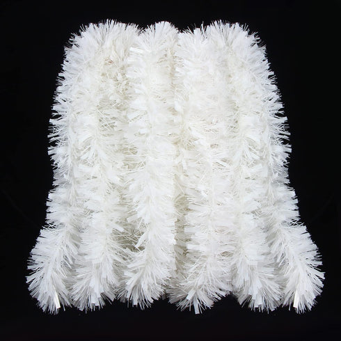 FOIMAS 33FT Christmas Tinsel Garland,White Twisted Metallic Hanging Garland for Christmas Tree Fireplace Home Decoration...