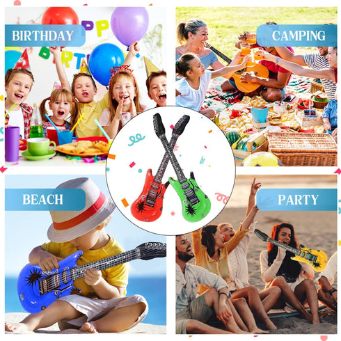6 Pcs Inflatable Guitars for Parties, 35 Inch Rock Star Guitar, Inflatable Instruments Blow Up Guitars, Rock and Roll Party Photo Booth Props for ...