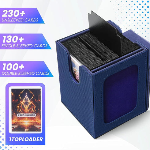 MTG Deck Box for Commander Display,Card Deck Box Fits 100 Double Sleeved Cards, Magic Commander TCG Card Leather Storage Box with 2 Dividers and 1...