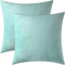 Mixhug Set of 2 Cozy Velvet Square Decorative Throw Pillow Covers for Couch and Bed, Turquoise, 18 x 18 Inches...