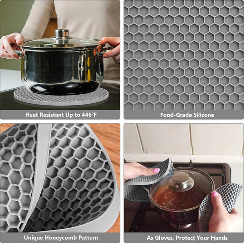 Silicone Trivet for Hot Dishes,Multipurpose Non-Slip Hot Pad for Kitchen,Hot Pots and Pans,Pot Holder Heat Resistant for Countertops,Kitchen Mat f...