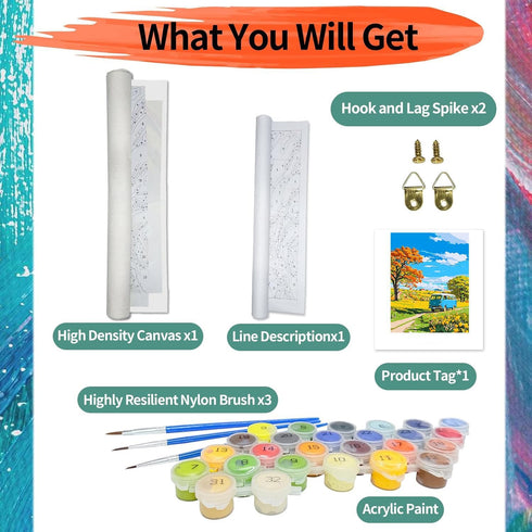ajepon Landscape Paint by Numbers Kit-Scenery Paint by Number Kits for Adults,Adults Paint by Numbers Kits on Canvas without Frame Oil Painting Ac...