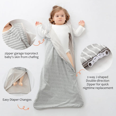Baby Sleep Sack 6-12 Months Sleeveless Infant Wearable Blanket Comfy Soft Lightweight 2-way J-shaped zipper Swaddle Transition Sleeping Bag 1.0 TO...