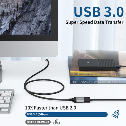 QianLink USB Extension Cable (3.3FT), USB Extender USB 3.0 Extension Cable Nylon Braided Compatible with Webcam, Camera, Phone, USB hub, Mouse, Ke...