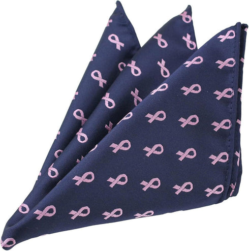Jacob Alexander Men's Pink Ribbon Breast Cancer Awareness Pattern Pocket Square Handkerchief Hanky...