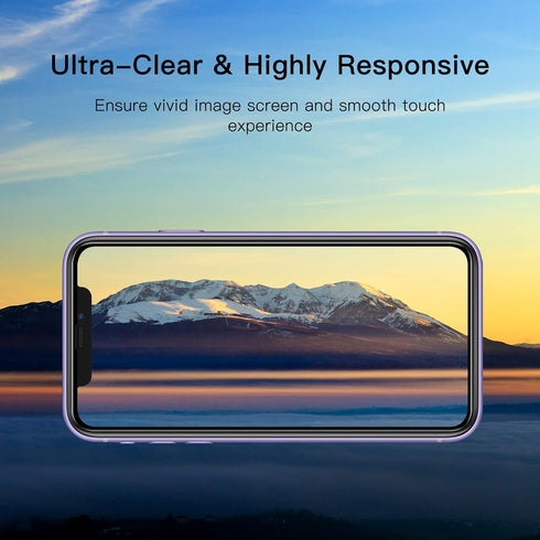 JETech One Touch Install Screen Protector for iPhone 11/XR 6.1-Inch, Full Coverage Tempered Glass Film, Auto Alignment Tool Kit, HD Clear, 2-Pack....