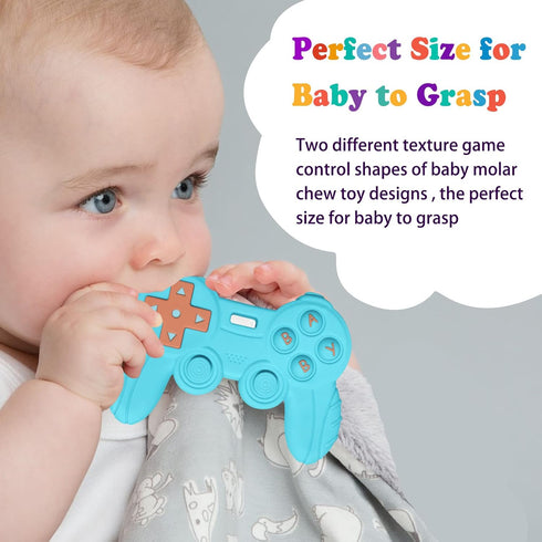 Baby Video Game Controller Teether Toy Funny Baby Teething Toys for Babies Gamer Controller?Blue?...