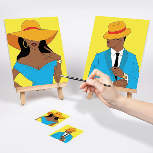 VOCHIC 2 Pack Paint and Sip Kit for Adults Paint Party Kit, Pre Drawn Canvas Painting Date Night Games, Elegant Ladies and Gentlemen Couple Favor ...