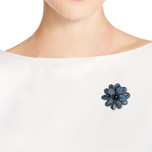 AeraVida Elegant Gray Lotus Mother of Pearl Floral Pin or Brooch | Lotus Jewelry for Women | Floral Brooches...