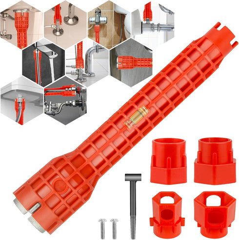 Faucet and Sink Installer Multi Tool, Basin Wrench, Multi-functional Wrench Plumbing Tool, 14 in 1 Faucet Wrench, Sink Wrench Plumbers for Pipe an...