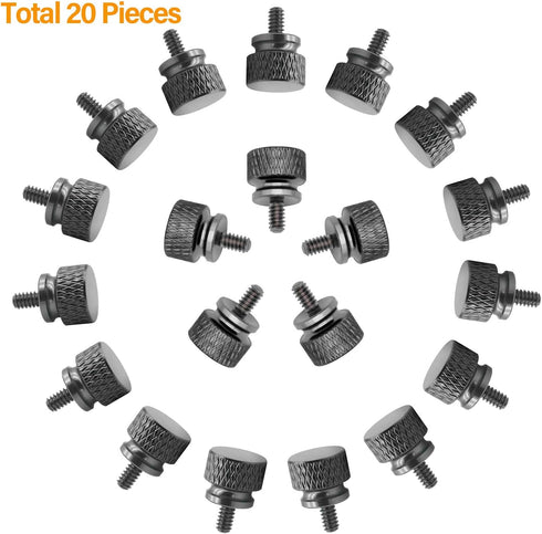 20 Pieces 6#-32 Computer Case Screws, Anodized Aluminum Thumbscrews, Fully Threaded Knurled Thumbscrews, Thumb Screws (Black)...