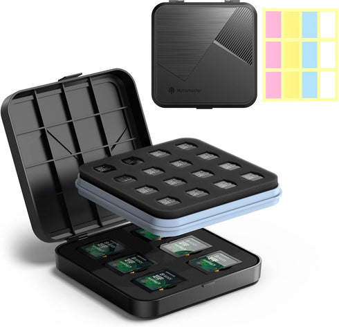 SD Card Holder Waterproof, Yottamaster 28 Slots Memory Card Case Holder with Labels for 6 SD Cards and 22 TF Cards Protective Case Anti-shock Memo...