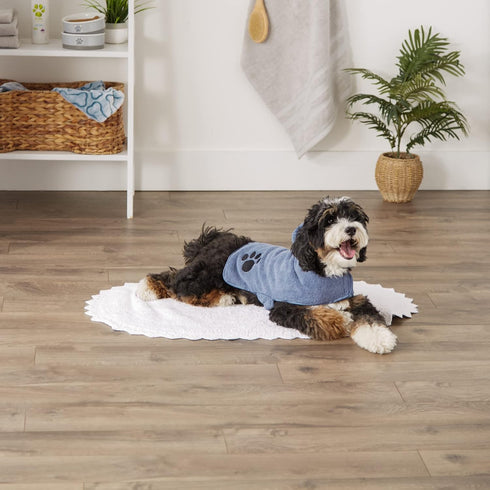 Bone Dry Pet Robe Collection, Embroidered Absorbent Microfiber Bath Robe with Adjustable Closure, for Dogs & Cats, Small, Stonewash Blue...