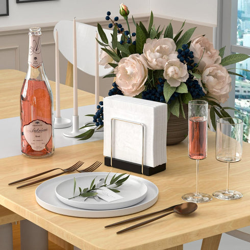 Mail Holder Bamboo Iron Mail Organizer Countertop Napkin Holder for Table Standing Napkin Dispenser for Kitchen Dining Table Farmhouse Cocktail Pi...